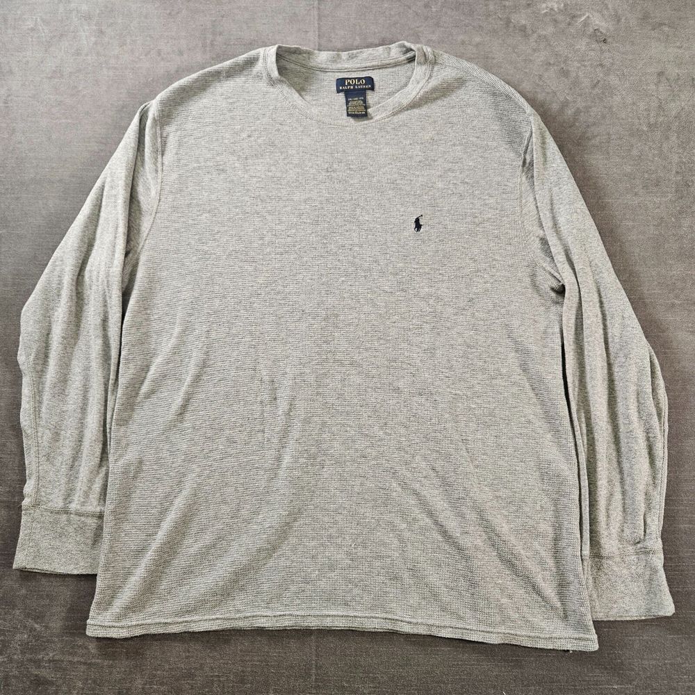 Polo Ralph Lauren Gray Waffle Knit Long Sleeve Crew Neck Shirt Mens Size 2XL